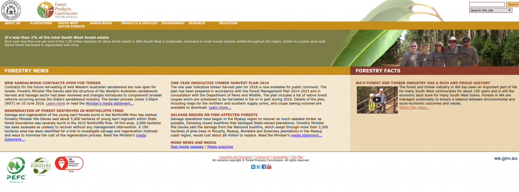 Screenshot of the original FPC website.