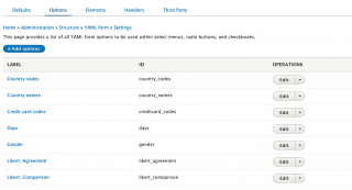 The YAML form option list