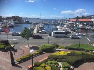 The view from the conference room showing the Derwent River and harbour