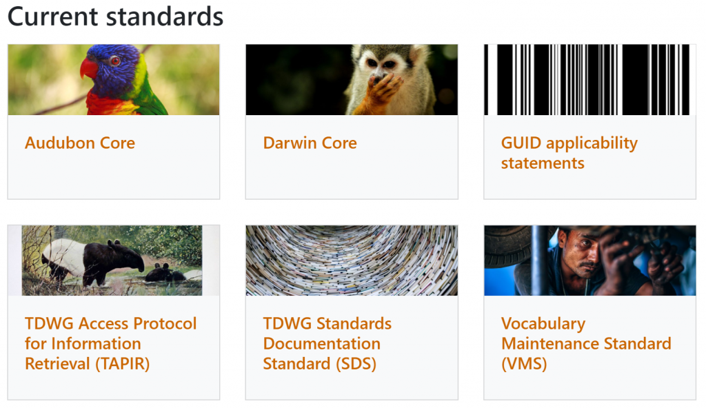 Current TDWG data standards